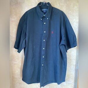 Vintage 90s Ralph Lauren Blake Faded Black Button Down Short Sleeve Shirt Cotton